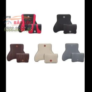 Bộ Gối Tựa Đầu Tựa Lưng Lõi Cao Su Non Bọc Da Mềm Mại Cao Cấp Trên Ô Tô Chống Đau Mỏi Cổ- Vai Gáy