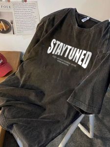 Pure Cotton Washed Distressed Short Sleeve T-Shirt Men Fashion Brands Ins Summer American Style Loose Half Sleeve Retro T-shirt Top Clothes