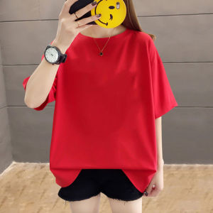 plus Size 300 Pounds Loose Womens T-shirt round Neck Short Sleeve 7 Colors Korean Style Commute Pure Color Summer Shirt