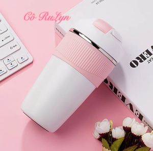 Bình giữ nhiệt Ly giữ nhiệt dễ thương có ống hút inox 316 chống gỉ dung tích 480ml tặng sticker 3d ngẫu nhiên