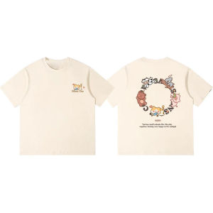 Áo Thun Cotton Tay Ngắn Mùa Hè Cho Cặp Đôi Thiết Kế Độc Đáo Áo Thun Nam Nữ Cổ Tròn Dáng Rộng in Họa Tiết Hoạt Hình