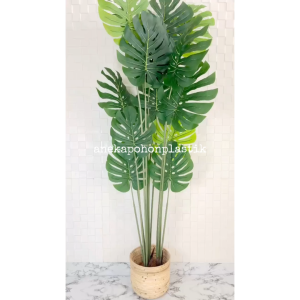 Tanaman Hias Artificial Pohon Monstera Latex T180 Cover Pot Rotan Ulir Pajangan Ruang Tamu