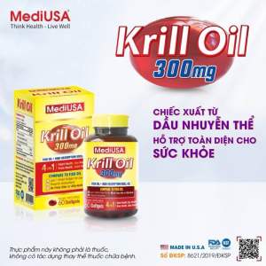 MediUSA Krill Oil Dầu Nhuyễn Thể - Hỗ trợ sức khoẻ toàn diện - Tim mạch não bộ xương khớp và mắt