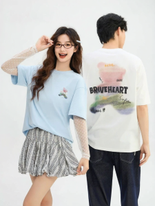 SANFU | Summer New Multi-color Bear Foam English Design T-shirt