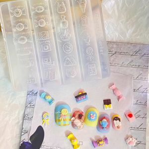 Cute Cartoon Candy Cookie Chocolate Design Transparent Silicone Nail Art Mold Single Piece for Nail Polish Beauty Enthusiasts