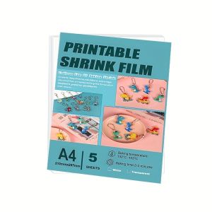 5PCS White/Translucent A4 Shrink Films Papers 0.3mm Thickness Inkjet Printable for Jewelry Making/Keyring Decor DIY Creative Set