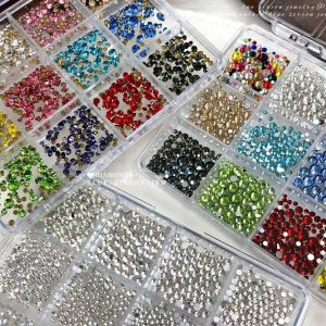 12Grids Transparent Nail Rhinestones Shiny Mixed Flatback Glass Nail Gems Glitter Crystal For DIY Manicure Nail Art Decoration