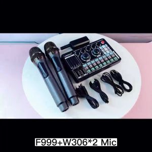 Paket SET Mikrofon Siborie F999 Sound Card & W306 Two Wireless Microphone