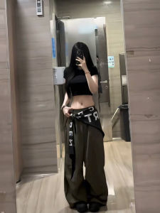 Quần Ống Rộng Có Thể Tháo Rời Thiết Kế Cho Nữ Mùa Hè Phong Cách Đường Phố Quần Thể Thao Màu Xanh Lá Cây Phong Cách Hip Hop Quần Bộ Đội