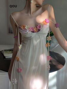 Spring Summer Acetate Strap Maxi Dress