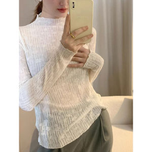 เสื้อชั้นในลูกไม้สไตล์ Pure Desire สำหรับผู้หญิง เสื้อชั้นในลูกไม้เนื้อตาข่ายวัสดุผ้าฝ้ายผสมคอตตอน แขนยาว ปกติ