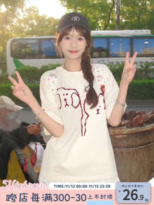 Summer New Womens Cat Dog Print Cotton T-Shirt Short Sleeve Loose round Neck Half Sleeve Design Casual Top for Ladies