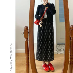 YUXIAO | Polka Dot Casual High Waist Slimming Plus Size Womens A-Line Skirt Thin Midi