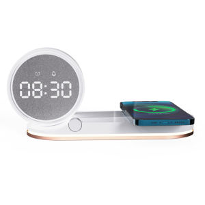 3-in-1 Wireless Charger Clock Night Light Mobile Phone Holder Creative Bedside Lamp Suitable for  Huawei Android Xiaomi