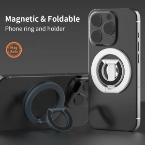 Double-Sided Magnetic Phone Ring Holder Metal Adjustable 360° Rotating Phone Holder Portable Folding Holder Desktop stand