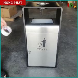 Thùng rác ngoài trời VHP-JM-HK188 thiết kế 1 ngăn có khay gạt tàn tiện lợi