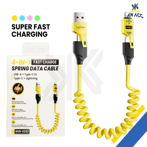 [KN ACC] NANVAN NVN-KD63 KABEL DATA CHARGER FAST CHARGING 4IN1 FOR MICRO USB / TYPE C / IPHONE SPIRAL