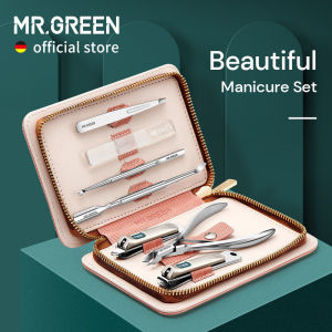 MR.GREEN Manicure Set Pedicure Sets Nail Clippers Tools Stainless Steel Professional Cuticle Cutter Travel Case Kit 7Pcs/Set For