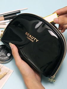 Waterproof PU Leather Makeup Bag Korean Version Beauty Salon Travel Essential Portable Mirror Finish Cosmetic Bag