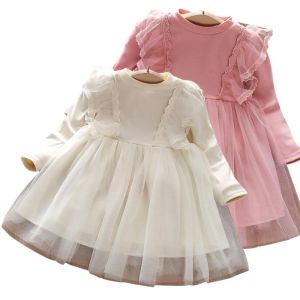 Girls Gauze Tutu Dress White Pink Spring Children Lace Princess Dress For 1-6 Yeas Old Baby Girls Birthday Party Costume