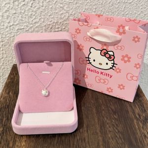 สร้อยคอ Hellokitty 925 เงินแท้ สร้อยคอโซ่กระดูกไหปลาร้าสำหรับผู้หญิง เครื่องประดับแฟชั่น ของขวัญวันเกิด ของขวัญวันเกิด