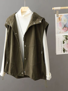 เสื้อคลุมมีฮู้ดผ้าฝ้ายผสมผ้าลินินไซส์ใหญ่แนววินเทจแนวอาร์ตๆแบบใหม่ฤดูใบไม้ผลิและฤดูใบไม้ร่วงจากเคาน์เตอร์ส่งออกต่างประเทศเสื้อกั๊กชุดทำงานเสื้อกั๊กเสื้อท่อนบน