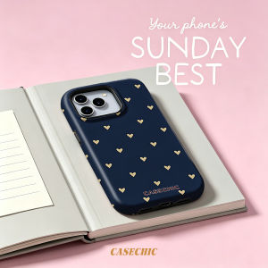 Potdemiel | Navy Dots s For 2 in 1 Flower Case For iPhone 17 16 15 14 13 Pro Max Luxury Phone Cover CaseChic