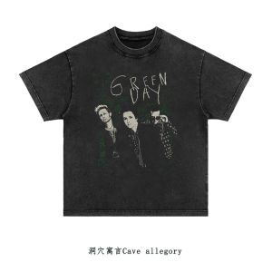 Áo Thun Tay Ngắn in Họa Tiết Punk Green Day Dành Cho Nam Áo Thun Cotton Phong Cách Mỹ Cổ Tròn Dáng Rộng Mùa Hè Thường Ngày