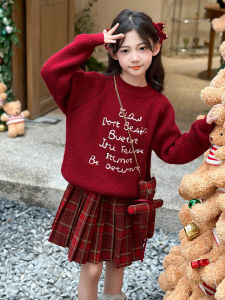 ชุดแฟชั่นฤดูใบไม้ผลิและฤดูใบไม้ร่วงสำหรับเด็กผู้หญิง ชุดสเวตเตอร์คอตั้ง กางเกงขายาว ชุดสองชิ้น แฟชั่น ชุดเด็กผู้หญิง