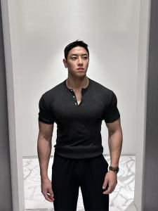 DAVID&ME | Henley Neck Short Sleeve T-Shirt