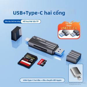 Lenovo | Đầu Đọc Thẻ SD TF Tốc Độ Cao Type-C Cho Điện Thoại Máy Ảnh Máy Tính