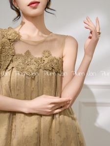 PlumJan | Vintage Lace Hollow-out Floral Mesh Jointed Loose Slim Sleeveless Dress