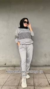 Setelan Olahraga Wanita Berhijab Joging Setelan Senam Zumba Big Size