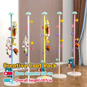 Jozoo Coat Rack Metal Clothes Rack Bedroom Hanging Rack Stand Drying Rack Cute Mushroom Colourful Hanger Creative Hanging Bag Rack Home Decoration