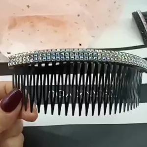 Hair Comb Clip Slim Hair Hoop Women All-Match Children's Hair Fixer Non-Slip Face Wash Widened Card Black Diamond-Embedded Broken Hair Hairpin