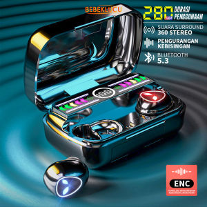 M20Pro headset bluetood Headset Gaming TWS Earphone Nirkabel Powerbank Bluetooth V5.3 Full Bass Suara Surround 360 Stereo Headphone Untuk Semua Smartphone Tanpa Penundaan Tampilan LED Berwarna CVC Pembatalan Kebisingan Cerdas HD Panggilan Definisi Tinggi(