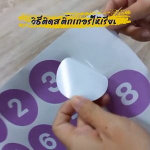 สติ๊กเกอร์ติดโต๊ะอาหาร ติดโต๊ะสำนักงาน แบบกัน้ำ100% เช็ดทำความสะอาดได้ ไม่ฉีกขาดง่าย (ขนาด 6x6 cm.ได้ 24 ดวง) TS062-PP วงกลม