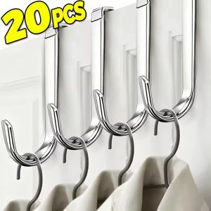 2/20ชิ้นอเนกประสงค์สำหรับประตูตะขอเหล็กสเตนเลสแขวนประตูหลังสำหรับห้องน้ำห้องครัวผ้าเช็ดตัวหมวกที่ใส่ของแบบแขวน