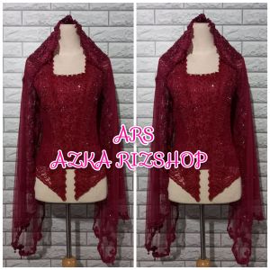 set kebaya pesta kebaya brukat kutubaru kebaya wisuda modern kebaya brukat abg + slendang mutiara