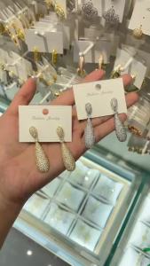 New Fashion Brass Copper Material 18 K Gold Plated Luxury Unique Cute High Quality Designer Shiny Big Drop Earring