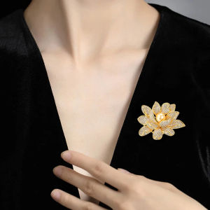 Phụ nữ thanh lịch hoa pha lê sen pins thời trang trâm cài