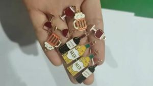 10pcs Enamel Charms Red Wine Glass Beer Glass Pendants Mixed Style Accessories for Bracelet Jewelry Making Findings Crafting