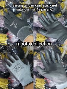 sarung tangan comet kain lapis karet  hitam/abu isi 12 pasangsarung tangan multi fungsi kedap air