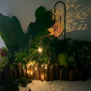 Solar Garden Light with Kettle Shape Hanging Solar Lamp Outdoor Metal Lantern Outdoor Fairy Lights