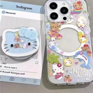 Takara Tomy | Anime Hello Kitty Phone Holder Phone Holder KT Cat Adjustable Foldable Mobile Stand Telescopic Design Bracket Portable Gifts