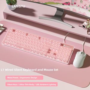 LANGTU | Wired Quiet Mechanical Feel Keyboard Mouse Set