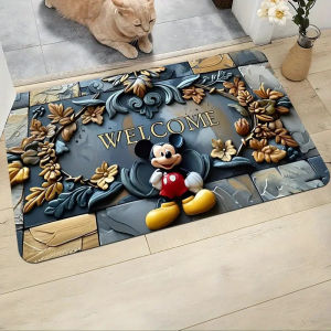 Cartoon Mickey Entrance Carpet Retro Bathroom Mat Decorative Door Rug 卡通米奇玄关地垫 复古浴室地垫 装饰入户门垫进门垫 FUNIANQI