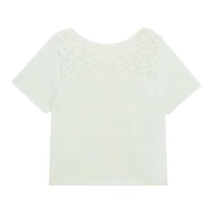 Green Crochet Lace Short Sleeve Loose Fit Casual Top