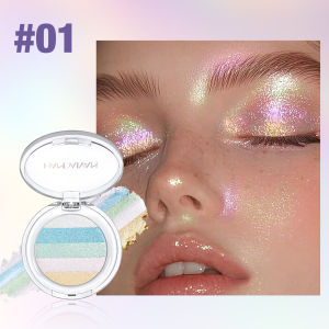 HANDAIYAN 3-Color Chameleon Pearl Shimmer Eye Shadow High-Pigment Glow Fluorescent Micro-Shimmer Eye Shadow