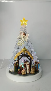 SCHKEY l  Christmas Tree Nativity Musical Lit Festive Decoration with Ornaments for Joyful Holiday (8009 l 8010 )